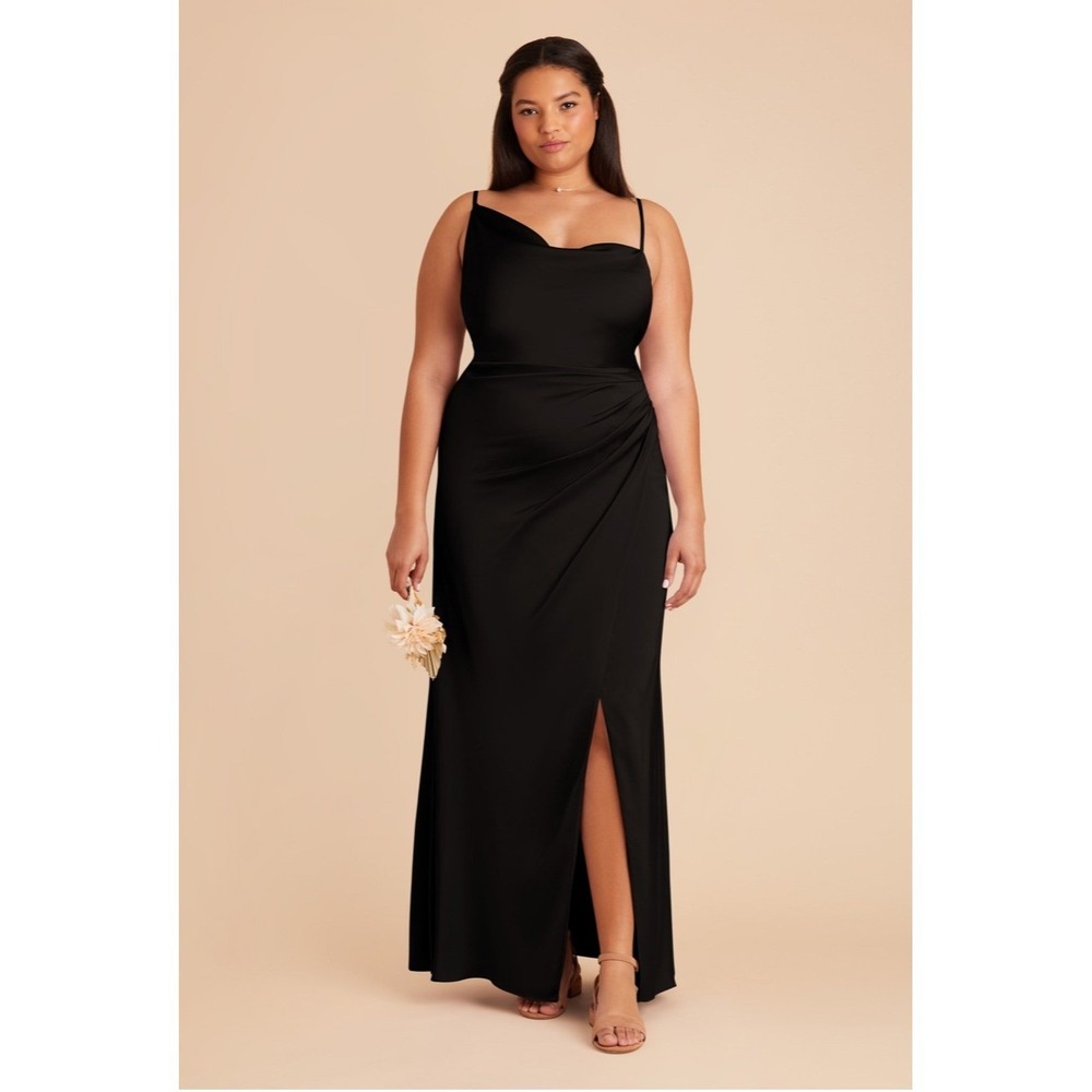 Birdy Grey Jennifer Matte Satin Black Dress, Bridesmaid, Formal, Evening, XL NWT